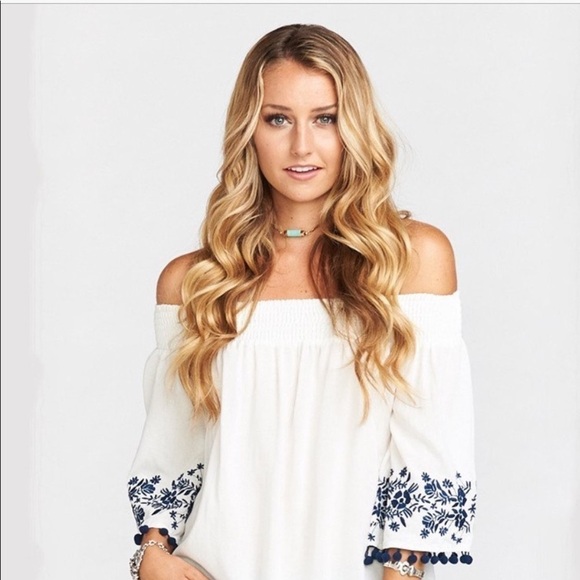 NWOT Show Mw Your MuMu Boho Romantic Presley Tunic Navy Embroider Size XS - Picture 4 of 7